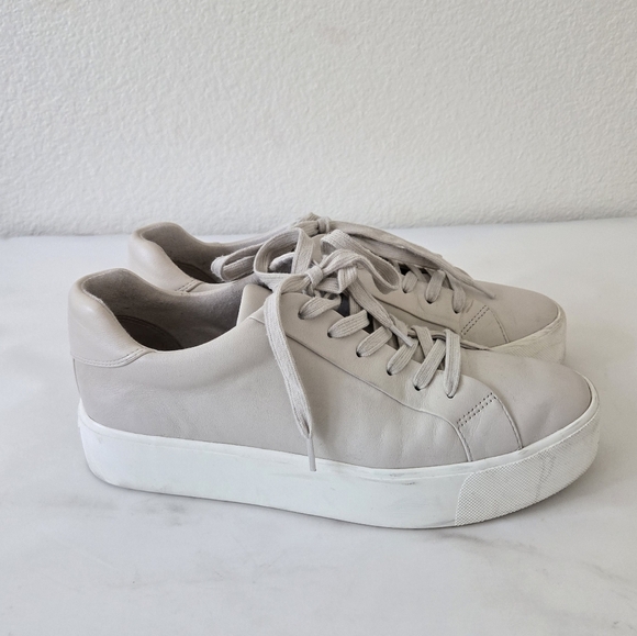 Vince Benfield Leather Platform Sneakers Cafe Au Lait Color Size 38.5 or US 8 - Picture 4 of 15